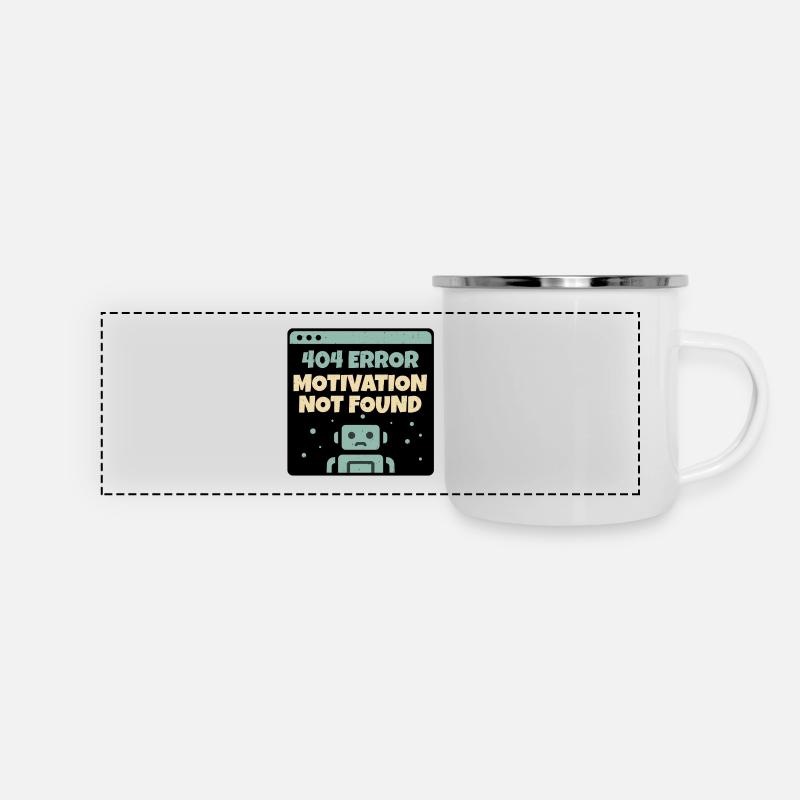 « 404 Erreur Motivation Introuvable » - Mug panoramique émaillé - blanc