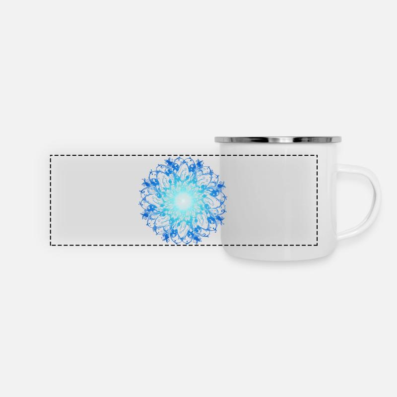 Ozean Mandala - Panorama Emaille-Tasse - Weiß