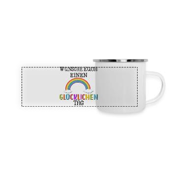 GLÜCKLICHEN TAG WÜNSCHEN - REGENBOGEN - Panorama Emaille-Tasse - Weiß - Vorne