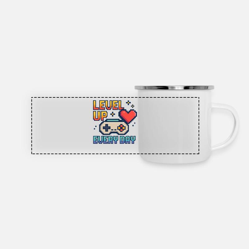LEVEL UP / EVERY DAY - Panoramic Camper Mug - white