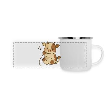 Kuschelkalb-Charme - Panorama Emaille-Tasse - Weiß - Vorne