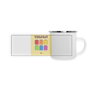 VIELFALT INKLUSION PRIDE KOFFER - Panorama Emaille-Tasse - Weiß - Vorne