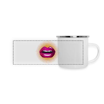 Radiant purple glossy lips illustration - Panoramic Camper Mug - white - Front