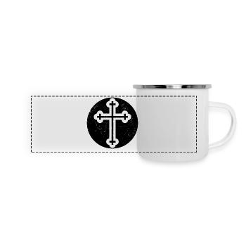 Croix bulgare orthodoxe dans cercle noir - Mug panoramique émaillé - blanc - Devant