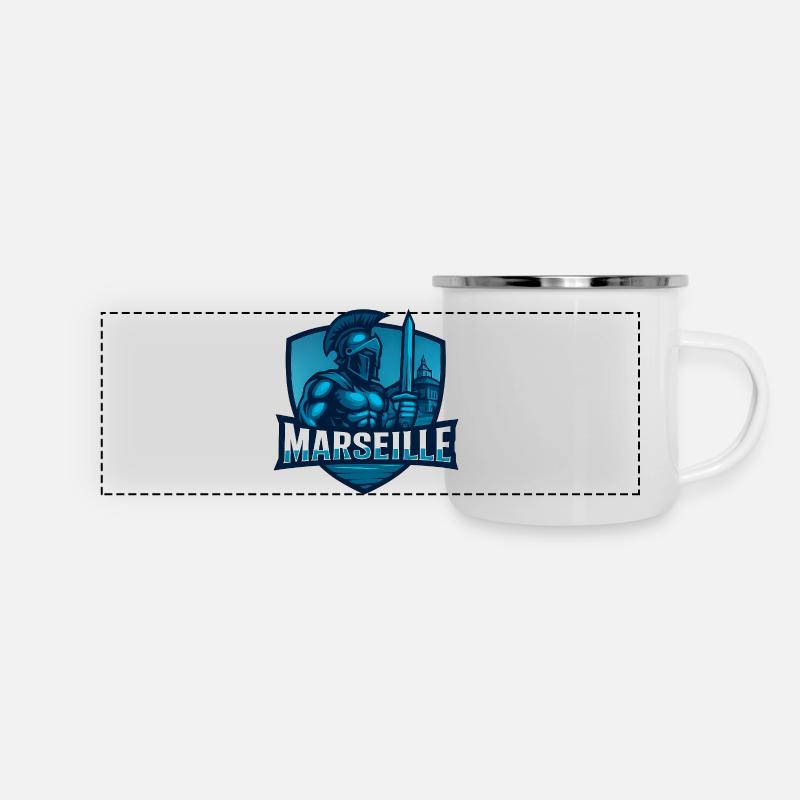 Tshirt Marseille - Mug panoramique émaillé - blanc