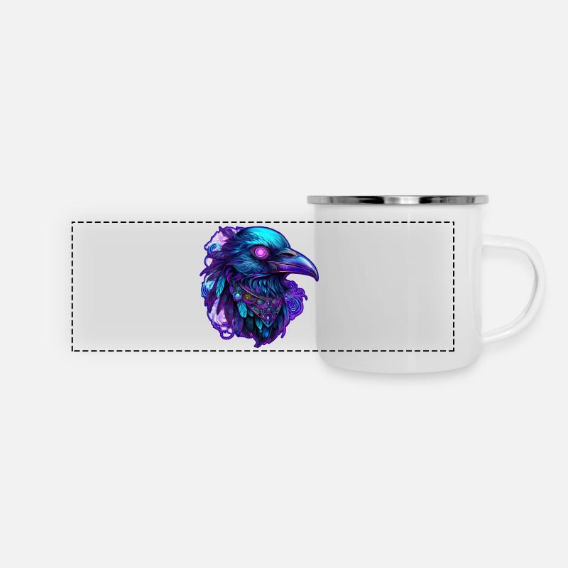 Dark Raven King – Spirit Guide - Panoramic Camper Mug - white