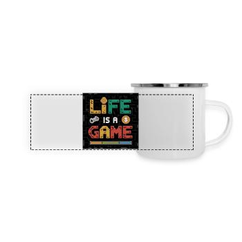 Pixel Art Live ist ein Spiel Retro Design, Gaming - Panorama Emaille-Tasse - Weiß - Vorne