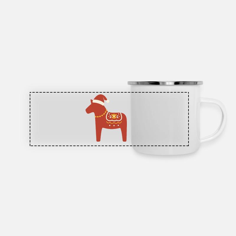 Dala Cheval Noël - Mug panoramique émaillé - blanc