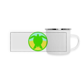 Schildkröte Logo Strand Wasser Meer Rund Symbol - Panorama Emaille-Tasse - Weiß - Vorne