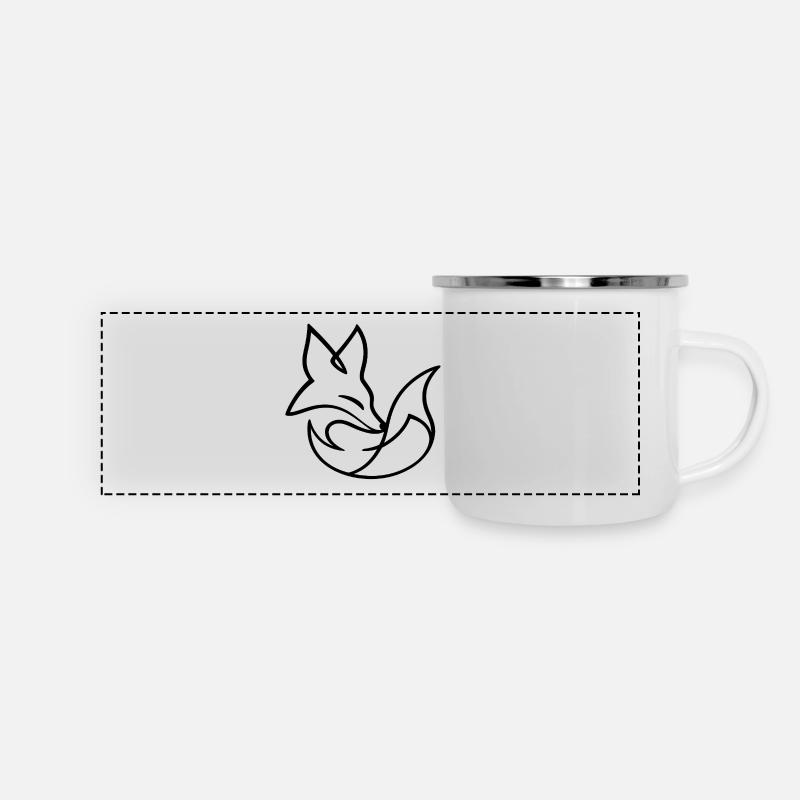One_Line_Fuchs - Panorama Emaille-Tasse - Weiß