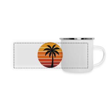 Palmier au Soleil Retro - Mug panoramique émaillé - blanc - Devant