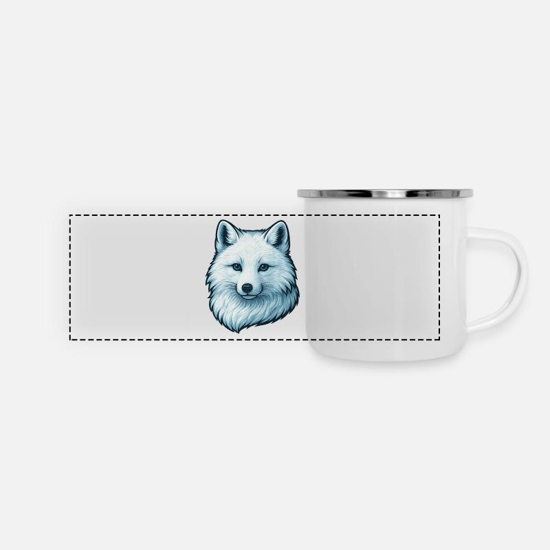 Blue wolf face illustration - Panoramic Camper Mug - white
