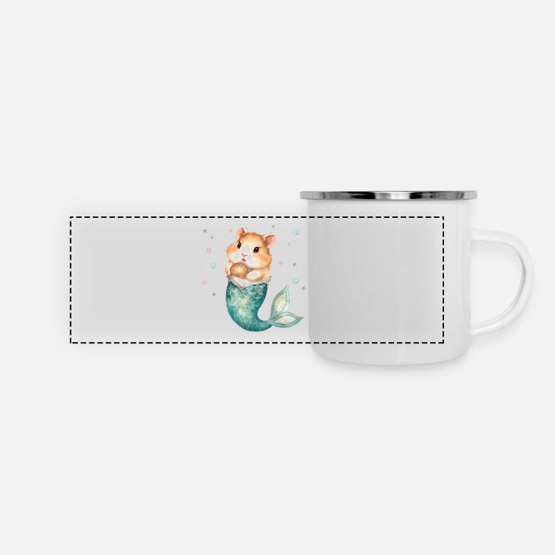Mignon hamster sirène enfants design - Mug panoramique émaillé - blanc