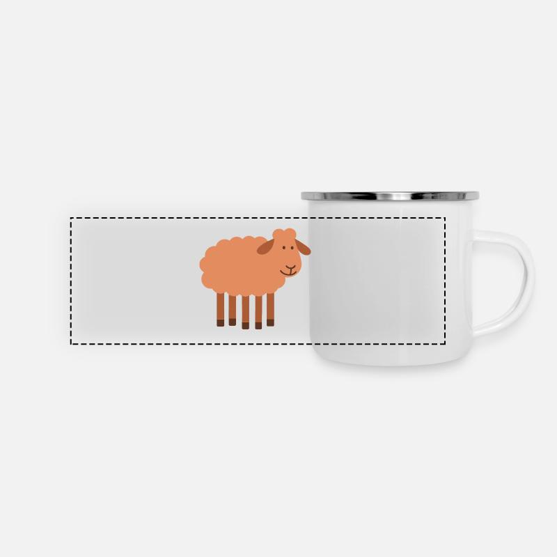 Schaf mit 5 Beinen seltene Perle - Panorama Emaille-Tasse - Weiß