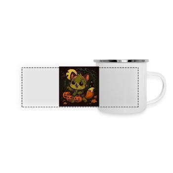 Little Halloween fox with pumpkins - Panoramic Camper Mug - white - Front