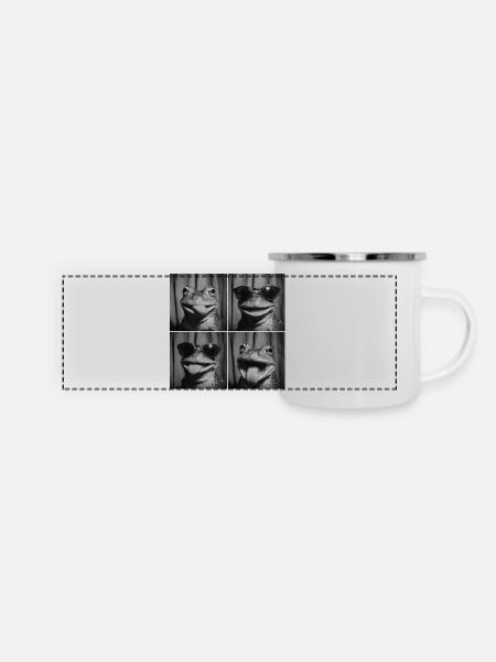 Lustig Frosch Fotobox Selfie - Panorama Emaille-Tasse - Weiß