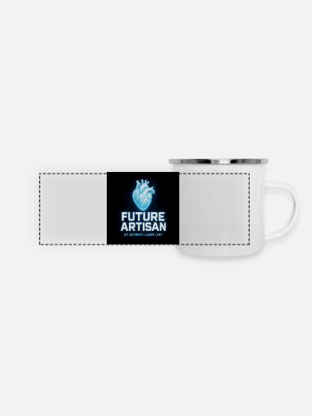 Future Artisan Herz Neon - Panorama Emaille-Tasse - Weiß