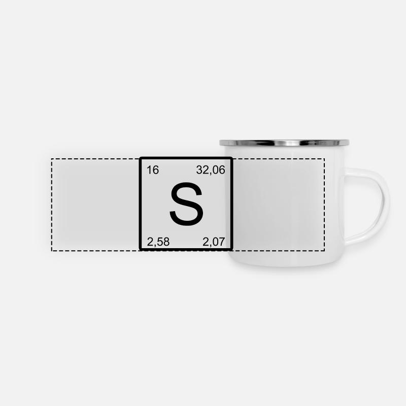 S Sulfur in Periodic Table Style - Panoramic Camper Mug - white