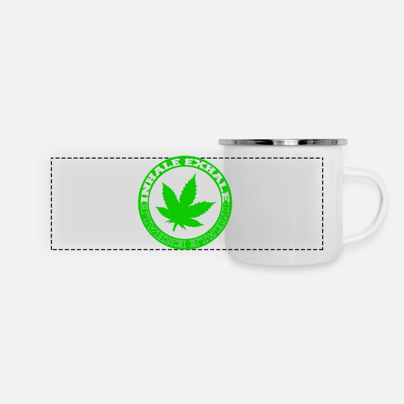 Hemp Leaf Circle Emblem - Panoramic Camper Mug - white