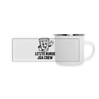 Letzte Runde JGA Crew - Panorama Emaille-Tasse - Weiß - Vorne