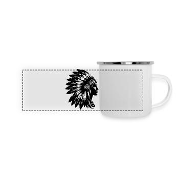 Eleganter Kopfschmuck mit Gesicht im Profil - Panorama Emaille-Tasse - Weiß - Vorne