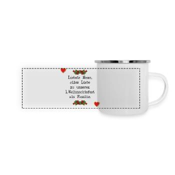 Erstes Weihnachten Baby Mama Familie - Panorama Emaille-Tasse - Weiß - Vorne