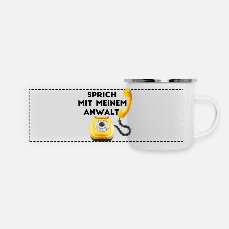 Yellow retro phone - Panoramic Camper Mug - white