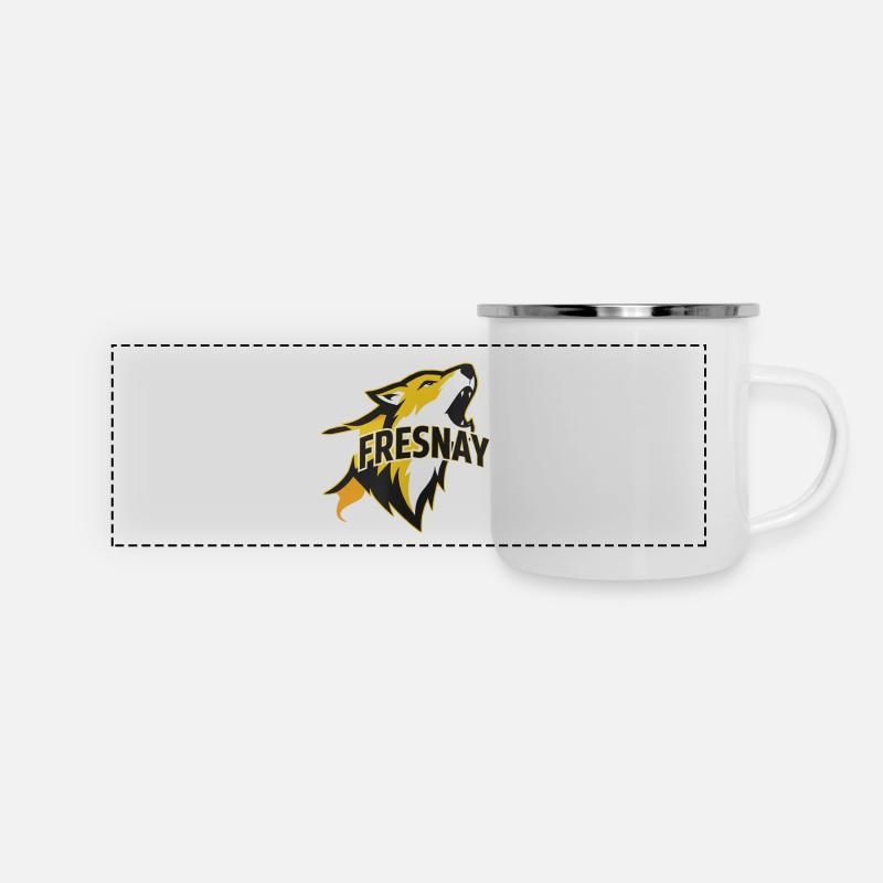 Wolf Fresnay howling - Panoramic Camper Mug - white