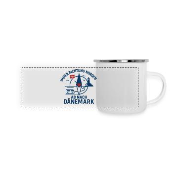 Immer Richtung Norden – Dänemark Urlaub Roadtrip  - Panorama Emaille-Tasse - Weiß - Vorne