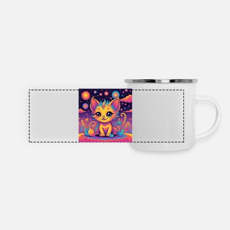 CosmiColor Rainbow Kitten - Panoramic Camper Mug - white