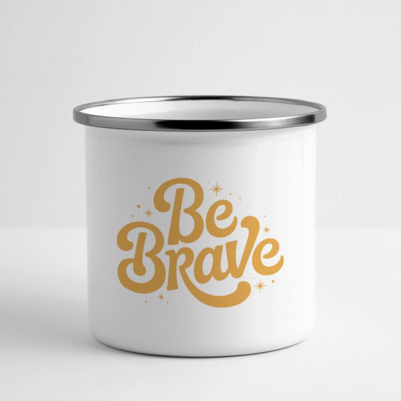 Be Brave Script Emblem Panorama Emaille-Tasse