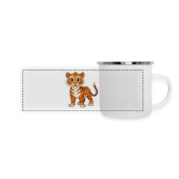 Cartoon-artiger Tiger - Panorama Emaille-Tasse - Weiß - Vorne