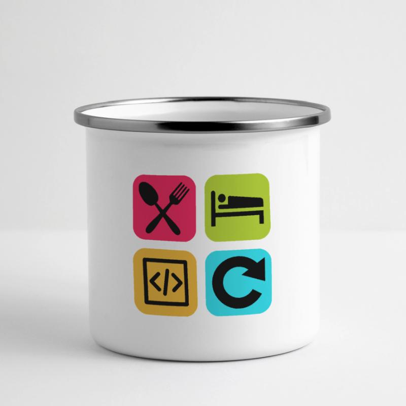 Manger Dormir Code Répéter Citation drôle Dev Mug panoramique émaillé