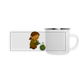 Little environmentalist pouring globe - Panoramic Camper Mug - white - Front
