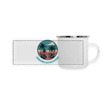 Gedanklich auf Kurzurlaub - Panorama Emaille-Tasse - Weiß - Vorne