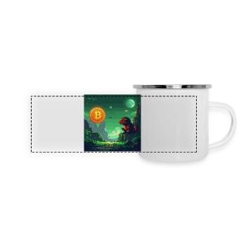 Odyssée Bitcoin dans l’espace - Mug panoramique émaillé - blanc - Devant