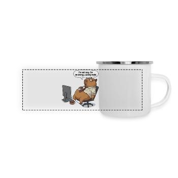 Castor capybara économe en énergie au travail - Mug panoramique émaillé - blanc - Devant