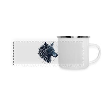 Blue Wolf - Panorama Emaille-Tasse - Weiß - Vorne
