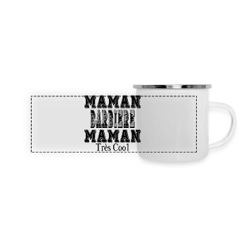 Maman Barbière Maman Très Cool - Mug panoramique émaillé - blanc - Devant