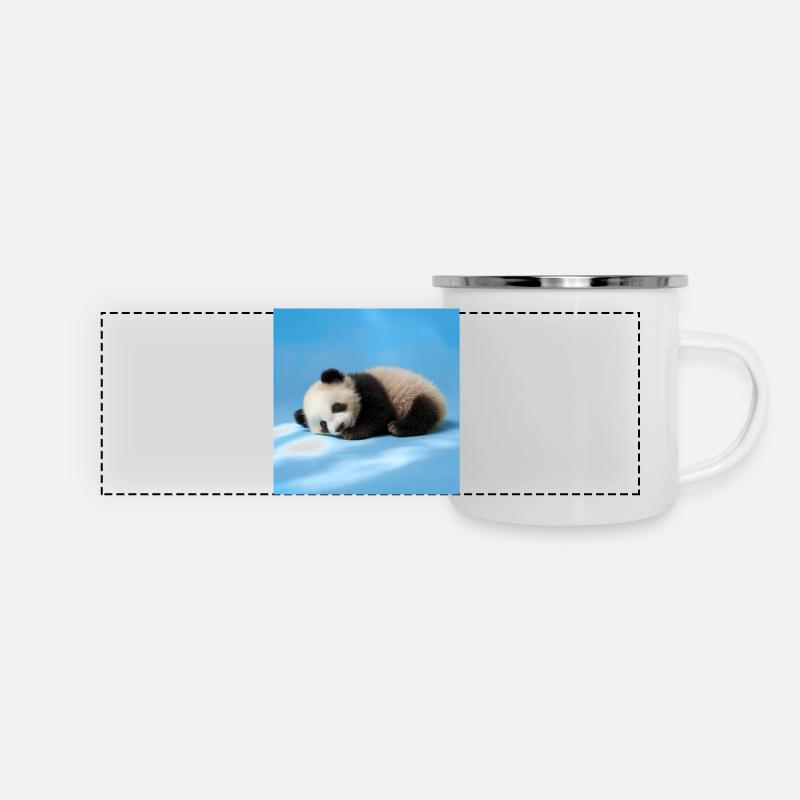 Panda bleu endormi - Mug panoramique émaillé - blanc