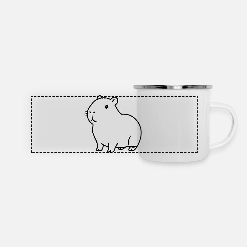Capybara capybara noir - Mug panoramique émaillé - blanc