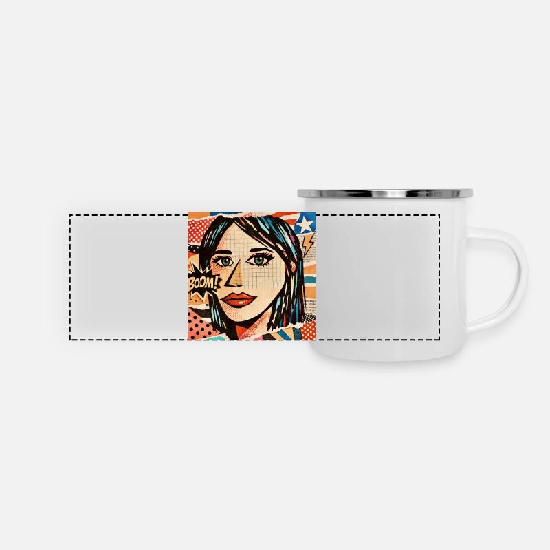 Face Pop Art Boom Collage - Panoramic Camper Mug - white