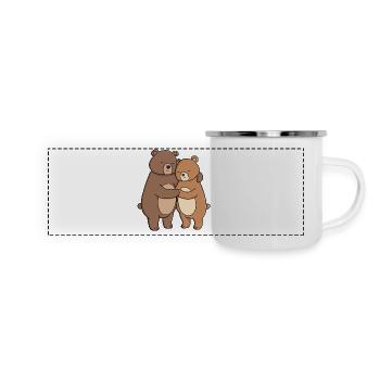 Süße, kuschelige Bären - Panorama Emaille-Tasse - Weiß - Vorne