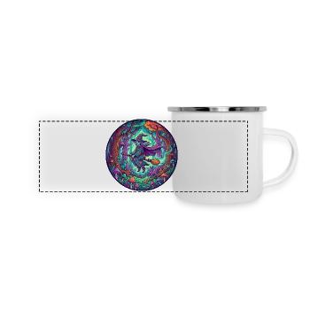 Sorcière sur balai volant Motif fantastique en bois de sorcière - Mug panoramique émaillé - blanc - Devant