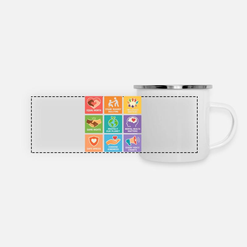 Human Rights Equality Inclusion Statement - Panoramic Camper Mug - white