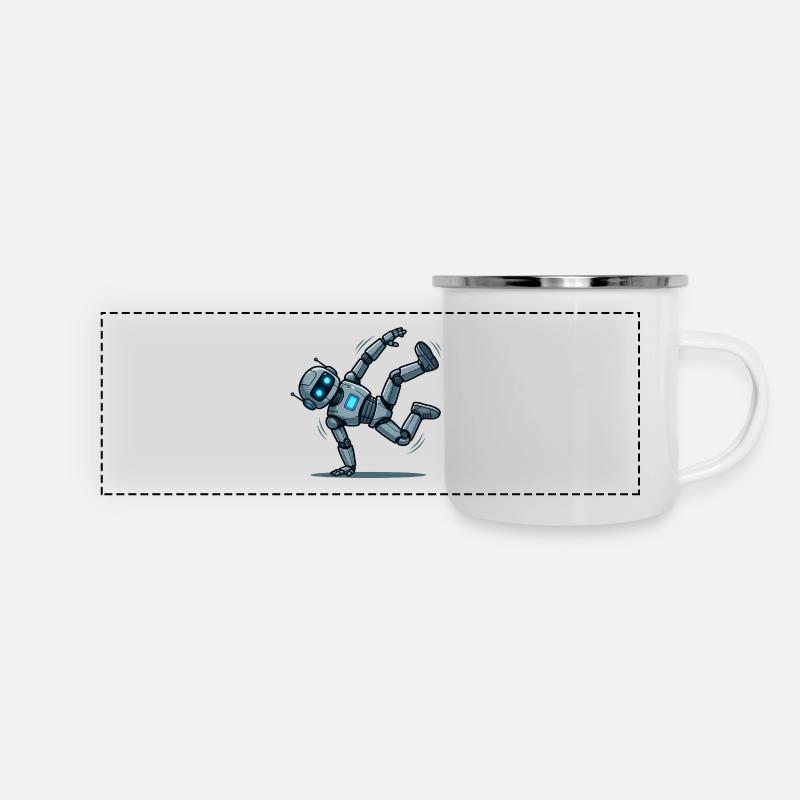 3 Le Robot Danseur Breakdance - Mug panoramique émaillé - blanc