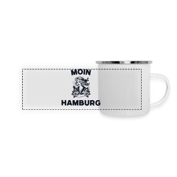 Moin Hamburg Vintage  - Panorama Emaille-Tasse - Weiß - Vorne