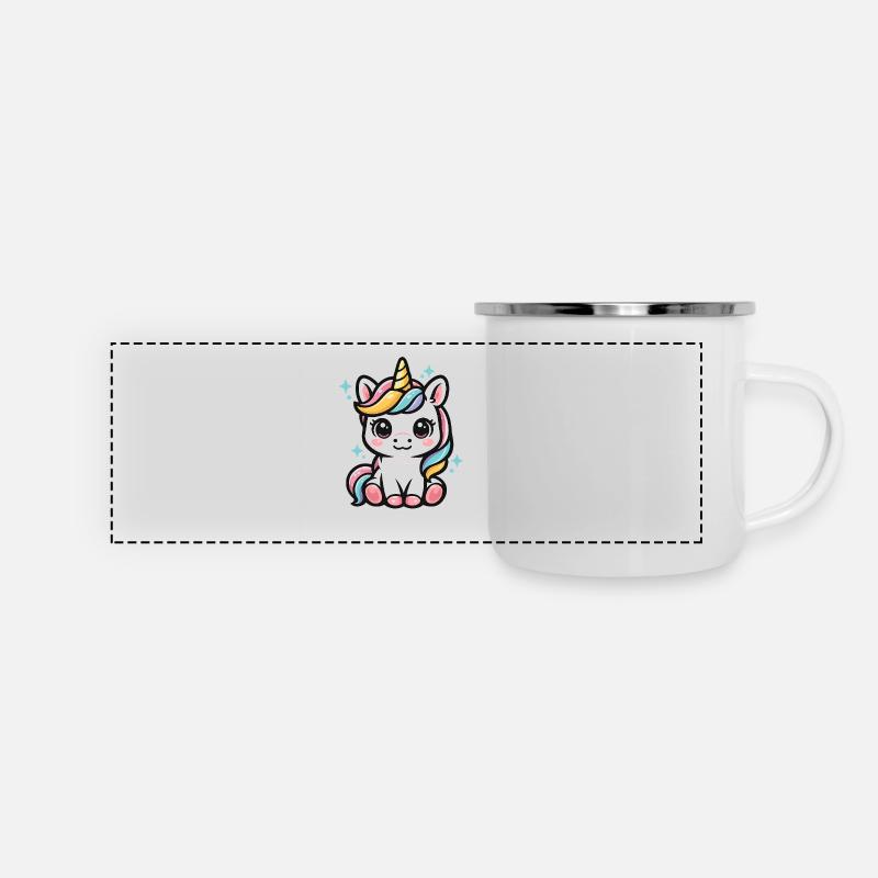 Süßes Einhorn - Panorama Emaille-Tasse - Weiß