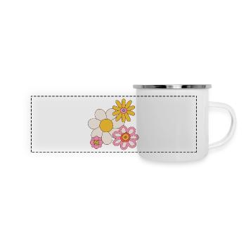 Retro Flower Power Graphic – Cute 70s Hippie - Panoramic Camper Mug - white - Front