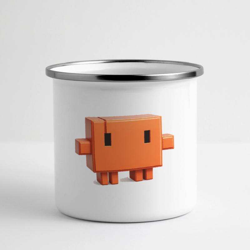 Claude Code Pixel 3D Maskottchen süßer Dev-Aufkleber Panorama Emaille-Tasse